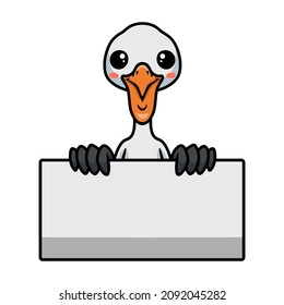 Cute pelican bird cartoon with blank sign