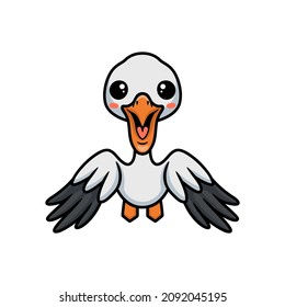 Cute pelican bird cartoon flying