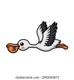 Cute pelican bird cartoon flying