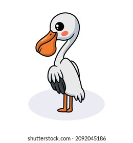 Cute pelican bird cartoon posing