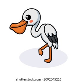Cute pelican bird cartoon posing