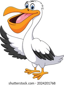 Cute Pelican bird cartoon vector illustration