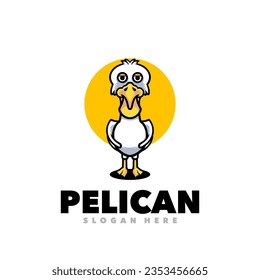 Cute pelican bird mascot logo