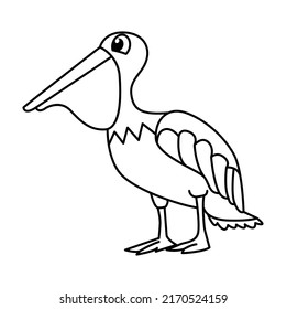 Cute pelican cartoon coloring page illustration vector. For kids coloring book.