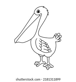 Cute pelican cartoon coloring page illustration vector. For kids coloring book.