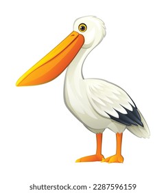 Cute pelican cartoon illustration isolated on white background