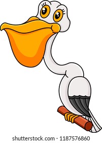 Cute pelican cartoon isolated on whiten background