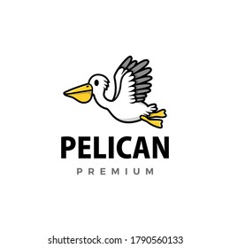 cute pelican cartoon logo vector icon illustration