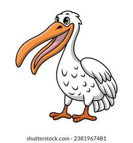 Cute pelican cartoon on white background