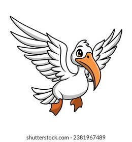 Cute pelican cartoon on white background