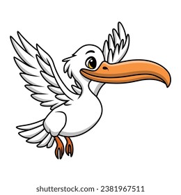 Cute pelican cartoon on white background