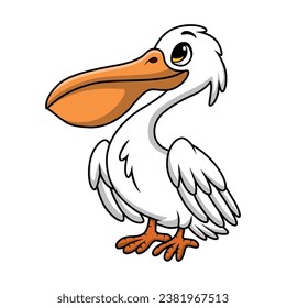 Cute pelican cartoon on white background