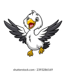 Cute pelican cartoon on white background