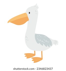 Cute pelican in cartoon style
