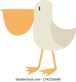 Cute pelican Cartoon, Vector illustration pelican on a white background. Drawing for children