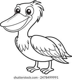 Cute Pelican Doodle Coloring Page Character