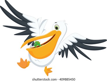 cute Pelican eating fish