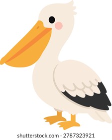 Cute Pelican Flat Design Illustration