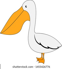 Cute pelican, illustration, vector on white background.