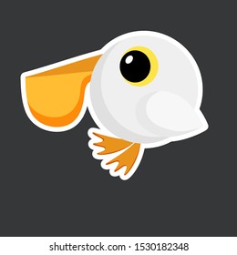 cute pelican sticker template in flat vector style 