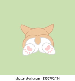 Cute Pembroke Welsh Corgi Butt Cartoon Vector Dog Illustration