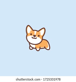 Cute pembroke welsh corgi dog cartoon icon, vector illustration