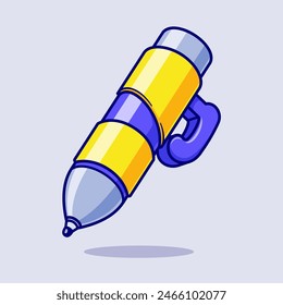 Cute Pen Floating Cartoon Vector Icon Illustration. Education Object Icon Concept Isolated Premium Vector. Flat Cartoon Style