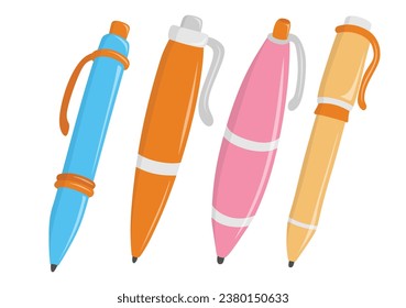 Cute pen hand drawn. Hand drawn cute color ballpoint pen or marker.