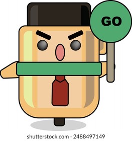 cute pen is holding a go sign