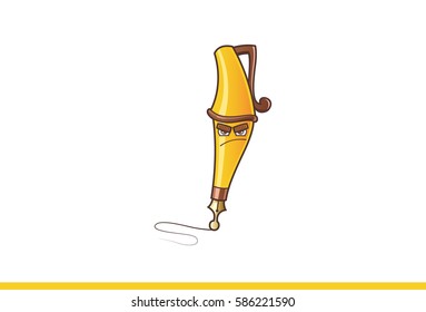 Cute Pen Monster Furious. Vector illustration. Isolated on white background.
