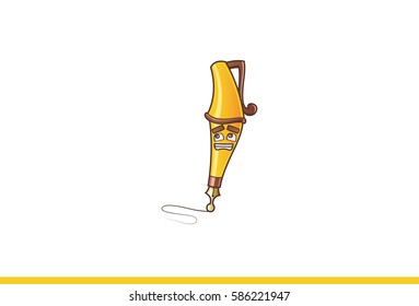 Cute Pen Monster Grinning. Vector illustration. Isolated on white background.