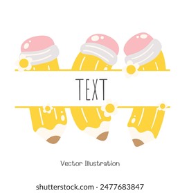 Cute Pencil, Back to school. Pencil Name tag.Vector Illustration