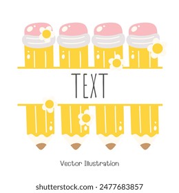 Cute Pencil, Back to school. Pencil Name tag.Vector Illustration
