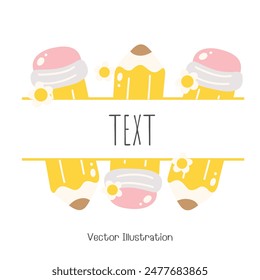 Cute Pencil, Back to school. Pencil Name tag.Vector Illustration