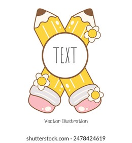 Cute Pencil, Back to school. Pencil Name tag.Vector Illustration