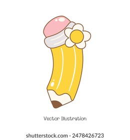 Cute Pencil, Back to school. Vector Illustration