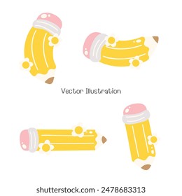 Cute Pencil, Back to school. Vector Illustration