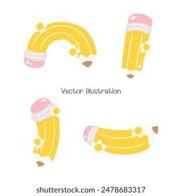 Cute Pencil, Back to school. Vector Illustration