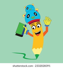 Cute Pencil With book illustrator