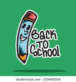 cute pencil cartoon character, mascot, back to school