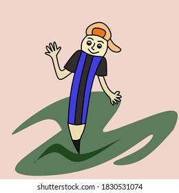 cute and cute pencil cartoon vector
