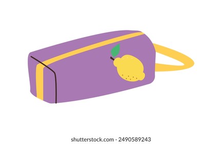 Cute pencil case . Collection of pencil cases. Cute design in bright colors. Flat cartoon doodle design style vector illustration. Back to school .