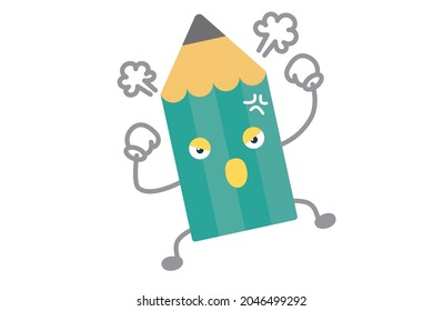 Cute pencil character angry vector illustration