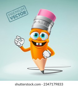 Cute Pencil character cartoon vector, back to school