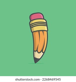 Cute pencil character flat cartoon vector template design illustration