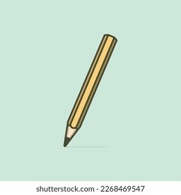 Cute pencil character flat cartoon vector template design illustration