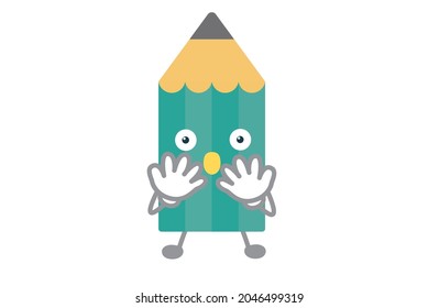 Cute pencil character surprised vector illustration