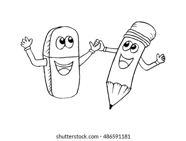  cute pencil and eraser