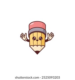 Cute pencil  with hands vector art. School print