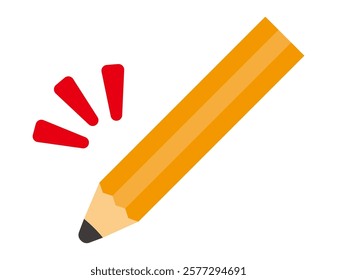 Cute pencil illustration.　Stationery Icons